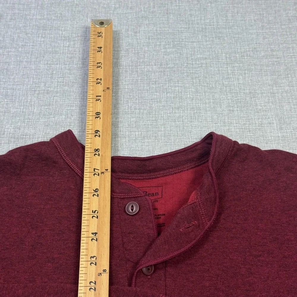 L.L. Bean Two-Layer River Driver's Henley Men Medium Red Long Sleeve Wool Blend